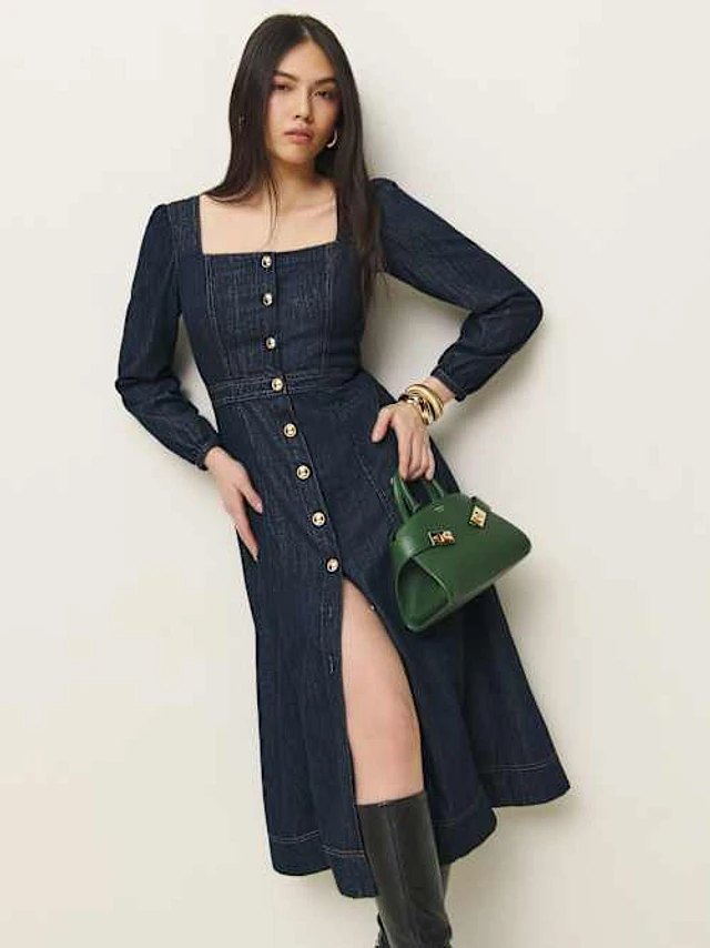 【Reformation】Ellison デニム ミディドレス ワンピース Reformation Ellison Denim Midi Dress | Anthropologie