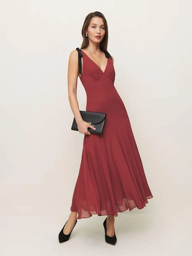 【海外限定】GinaBacconi ドレス☆Red Rachael Velvet Dress Wit Velvet Cowl Neck Ruched Maxi Column Dress | Gina Bacconi | M&S