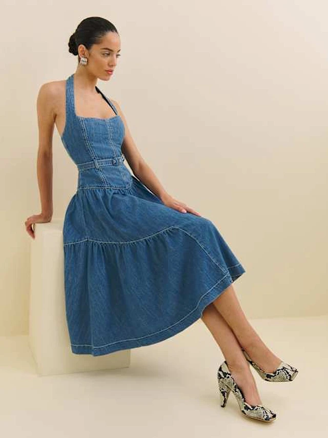 【Reformation】Ellison デニム ミディドレス ワンピース Ellison Denim Midi Dress