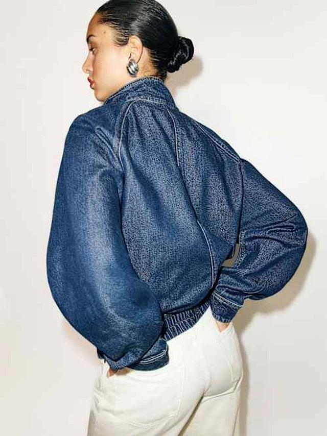 Reformation/Mette Lived-in デニム ボンバー ジャケット Reformation Mette Lived-in Denim Bomber Jacket | Bethesda Row