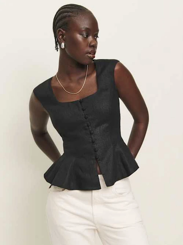 定番のお歳暮＆冬ギフト Reformation Pimento Linen Top | Bethesda Row トップス