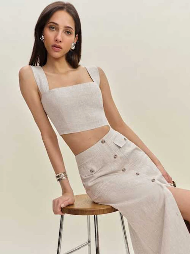 トップス Reformation Pimento linen top Reformation Pimento Linen Top | Bethesda Row