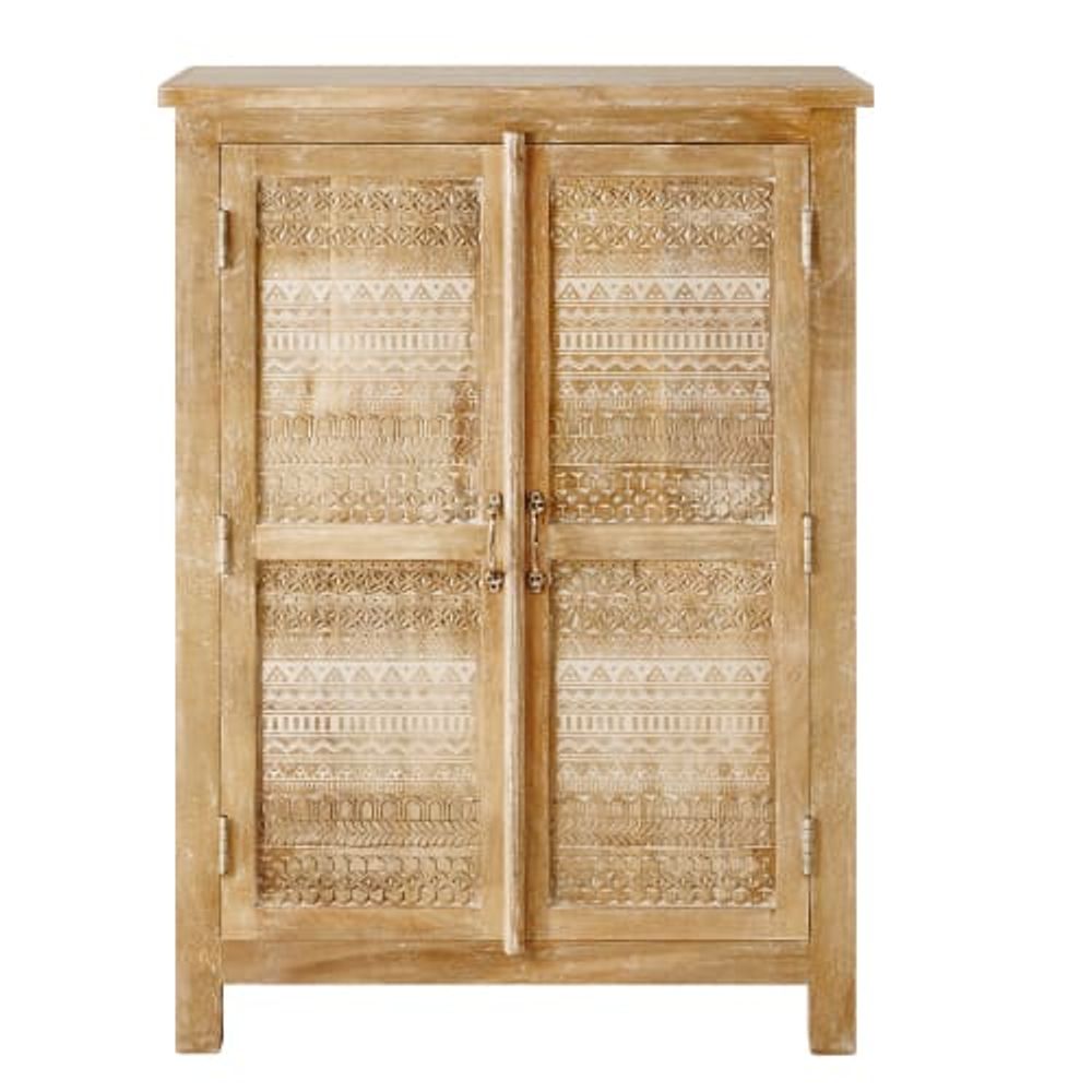 Maisons du Monde 2 portes en manguier massif sculpté Maisons du Monde Les Terrasses