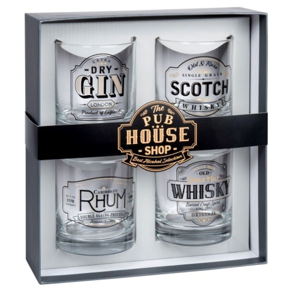 Maisons du Monde Coffret 4 verres à whisky en verre imprimé Maisons