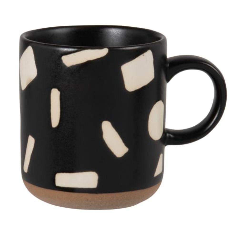 Maisons du Monde Mug en grès noir motifs graphiques écrus Maisons du