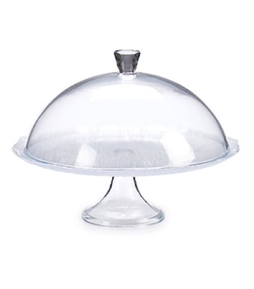 Cloche sur pied Rose en verre 30 cm