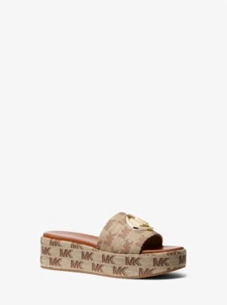 MICHAEL Michael Kors Sadler Logo Jacquard Wedge Sandal Plaza Las