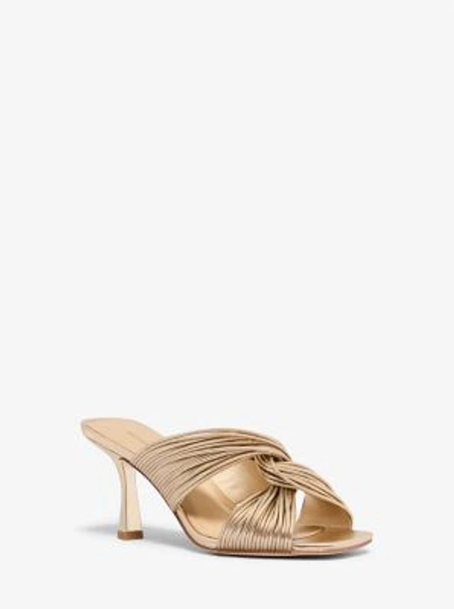 Michael Kors Lucia Embellished Metallic Leather Sandal