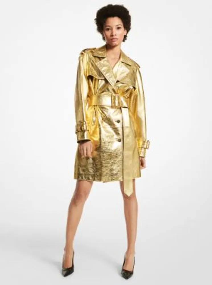 Michael kors outlet leather trench coat