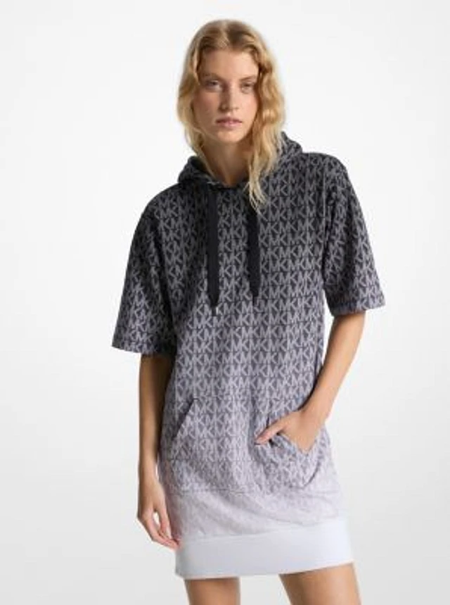 Michael Kors Ombré Signature Logo Cotton Terry Hoodie Dress