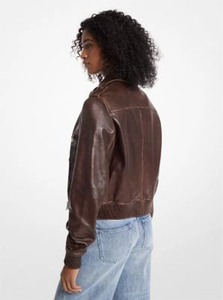 Michael kors tan leather jacket hotsell
