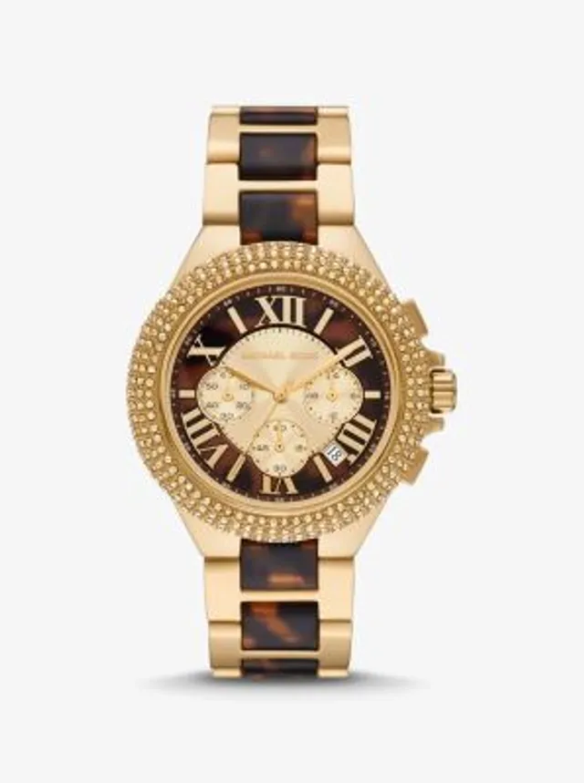 Michael Kors Oversized Camille Pavé Gold-Tone Watch and Slider