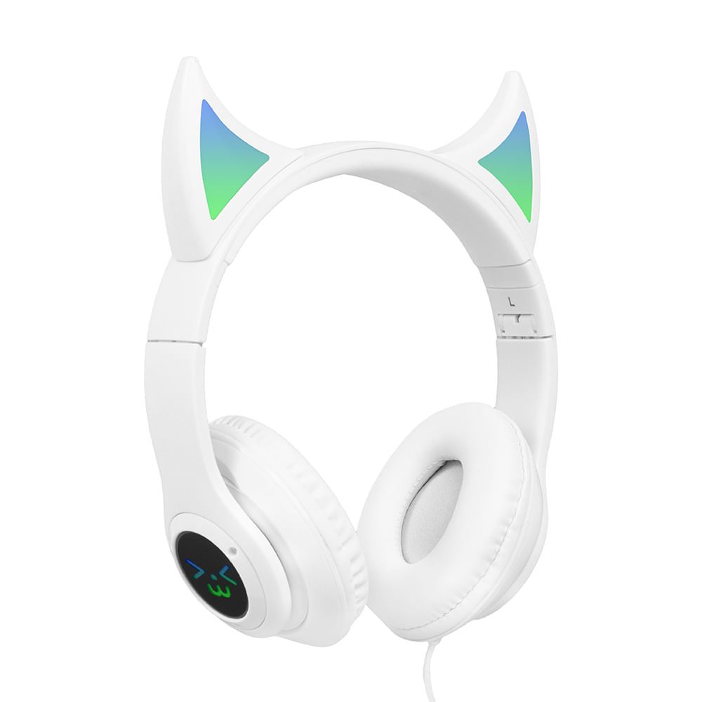 Aud fonos De Diadema Gatito Gamer Blancos 1.6 m