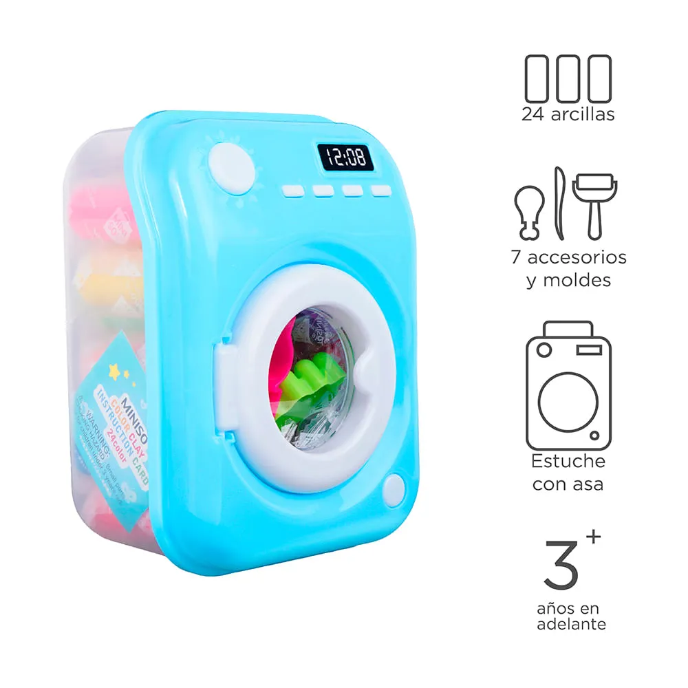Miniso Caja De Plastilina En Lavadora Azul 31 Piezas Paseo Interlomas