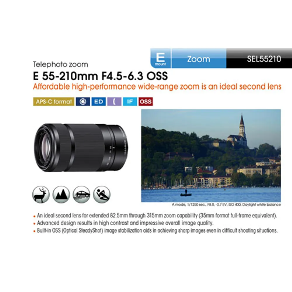 Sony E-Mount APS-C 55–210mm f/4.5-6.3 OSS 3.8x Telephoto Zoom Lens