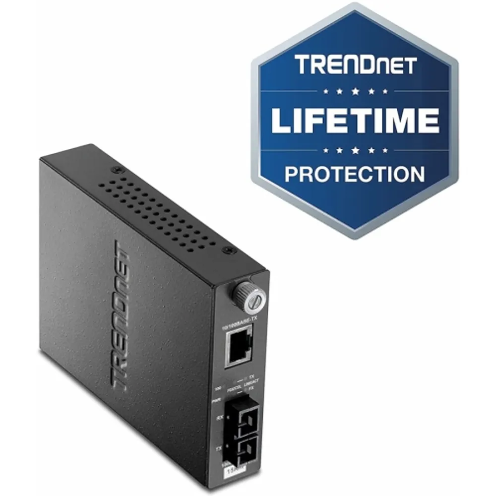 TRENDnet 100Base-TX to 100Base-FX Single Mode SC Fiber Media