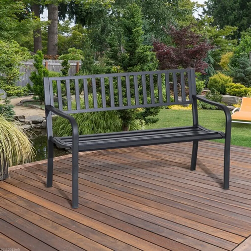 Outsunny 50inch Garden Bench Patio Metal Chair Outdoor Seat Furniture