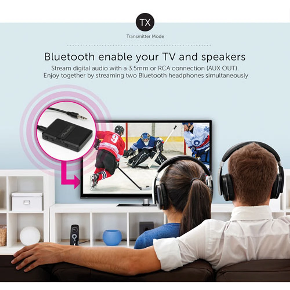 How to connect aluratek new arrivals bluetooth transmitter to headphones