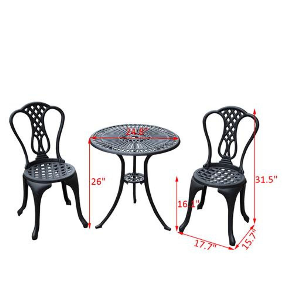 Outsunny 3pcs Bistro Set Black Bramalea City Centre