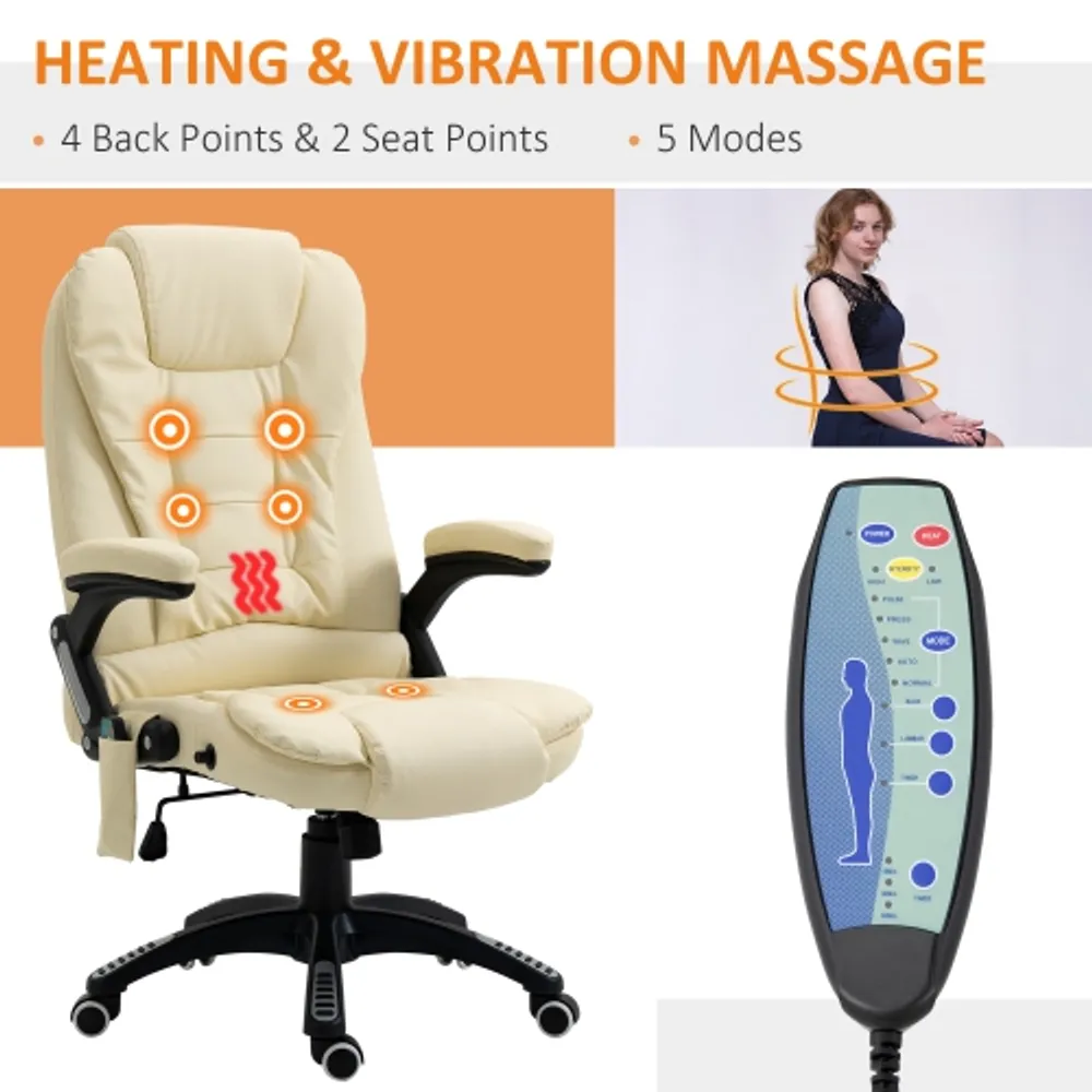 HOMCOM Office Chair Adjustable Heated Ergonomic Massage Swivel
