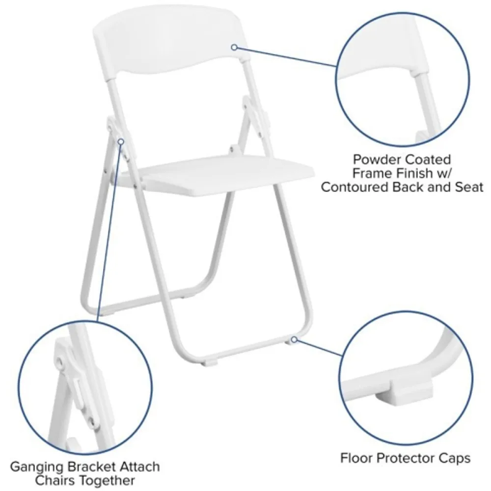 FLASH FURNITURE HERCULES Series 500 lb. Capacity Heavy Duty White Plastic Folding Chair with