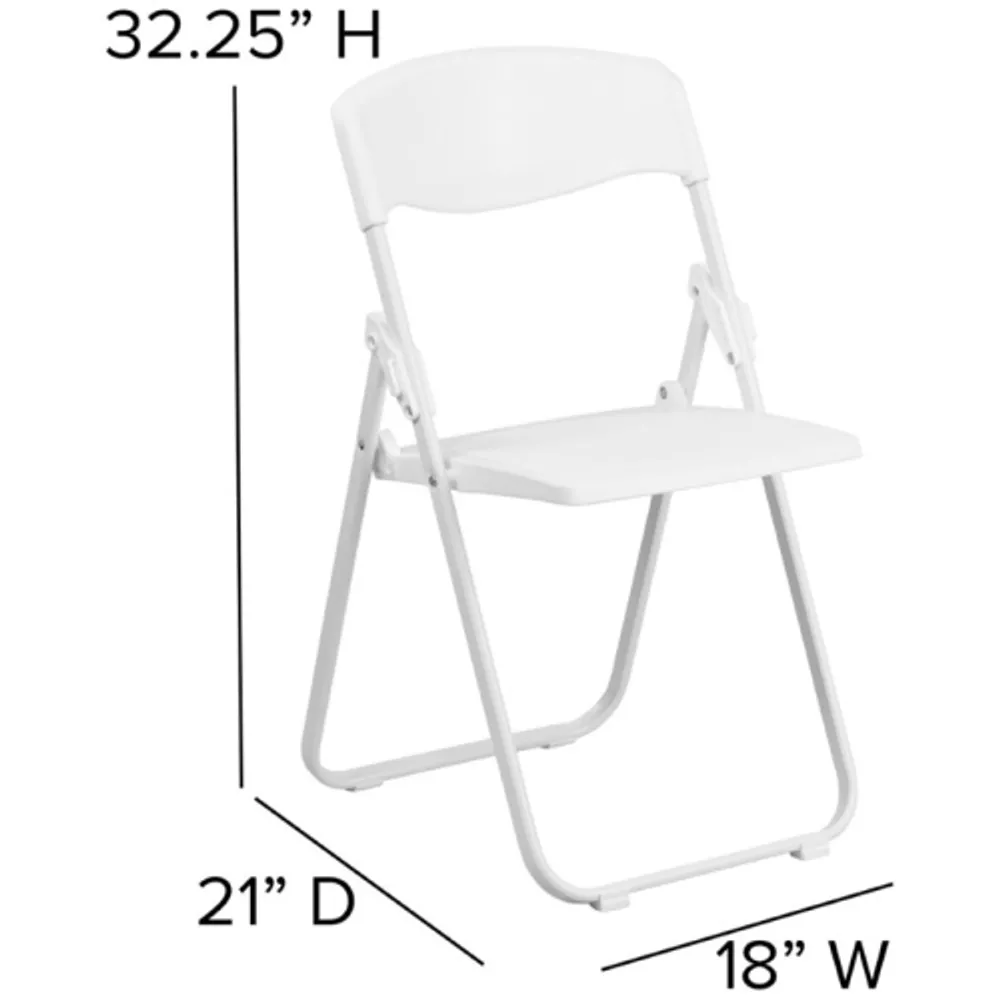 FLASH FURNITURE HERCULES Series 500 lb. Capacity Heavy Duty White Plastic Folding Chair with