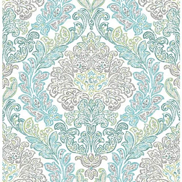 A Street Prints Mirabelle Fontaine Damask Wallpaper Teal