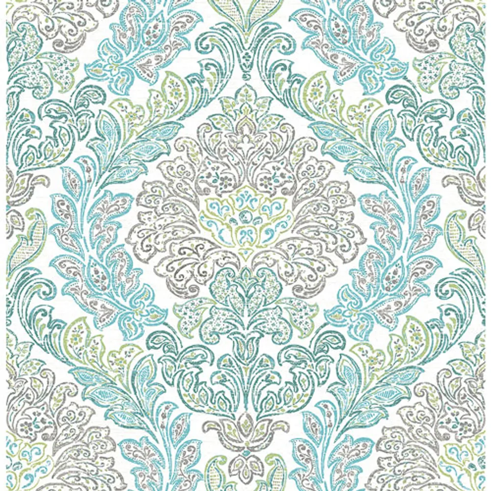 A Street Prints Mirabelle Fontaine Damask Wallpaper Teal