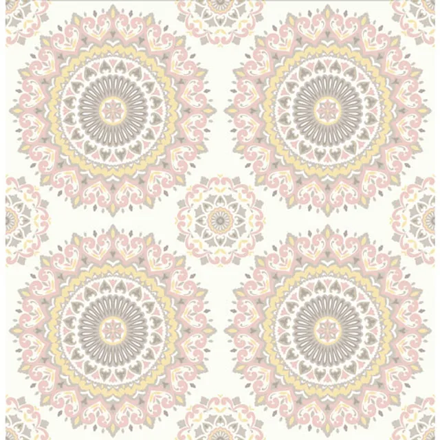 A Street Prints Kismet Boho Medallion Wallpaper Gemma Light Pink