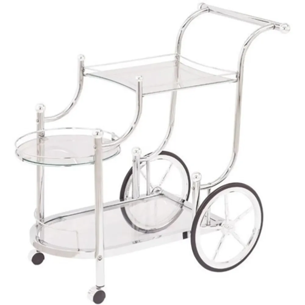 Coaster 3 Tier Glass Top Serving Cart in Chrome Scarborough Town