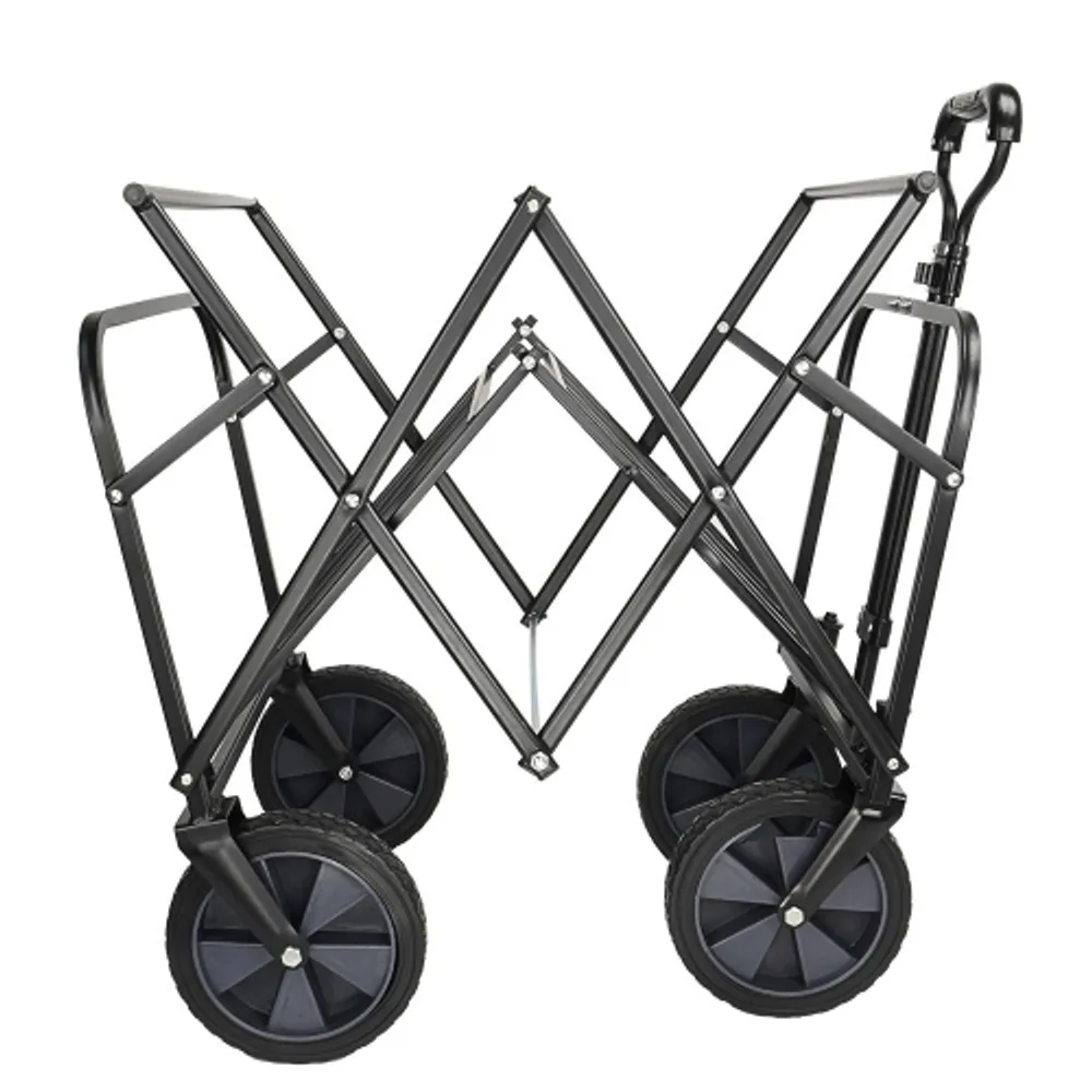 YARDLAB Collapsible Folding Wagon Beach Outdoor Trolley Cart, Garden Utility Shopping Cart Hold