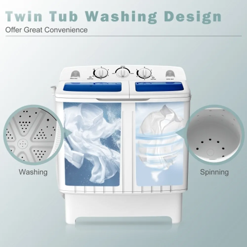 Intexca portable compact twin tub capacity washing machine and washer spin dryer deals