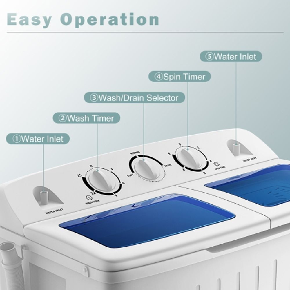 Portable mini compact twin tub hot sale washing machine washer spin dryer