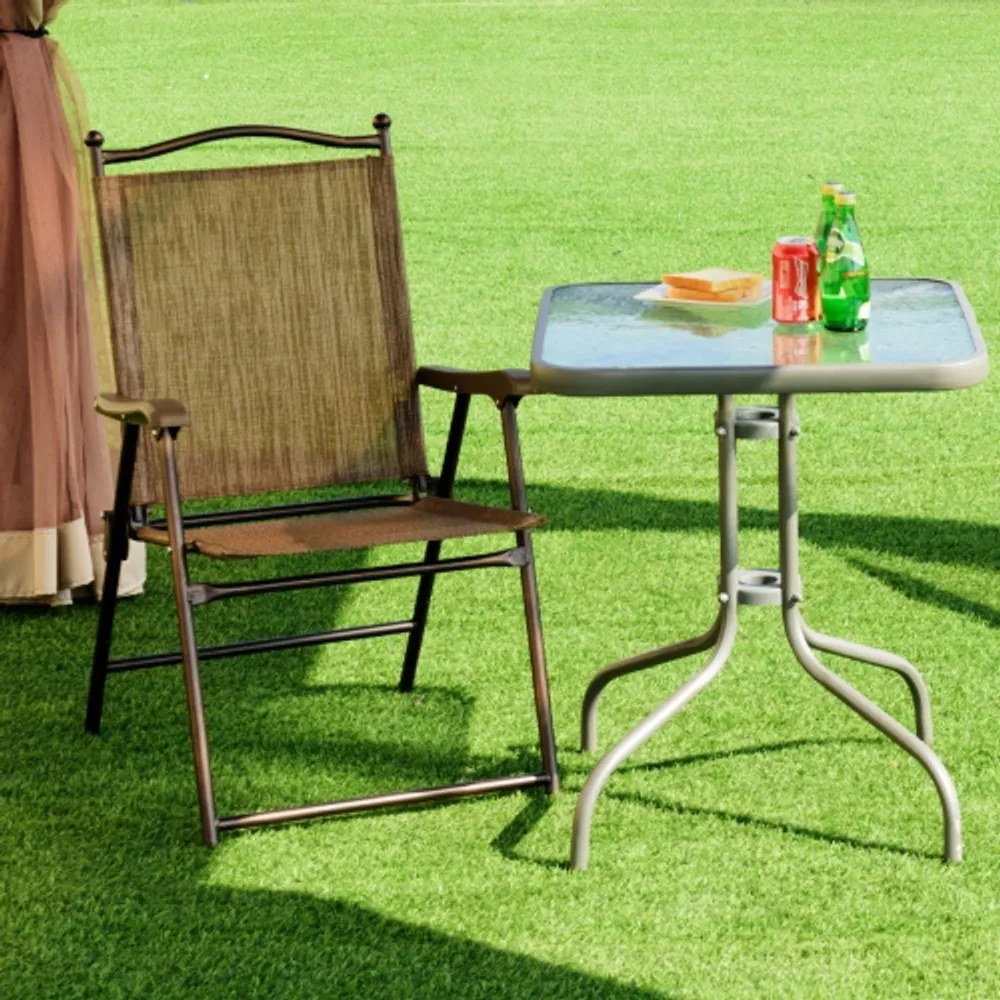 Costway set of 2 patio folding 2025 sling back camping deck chairs