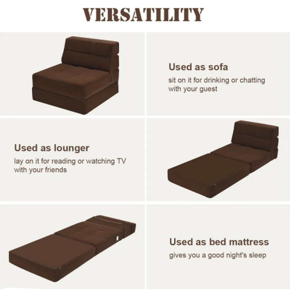 Costway Tri Fold Fold Down Chair Flip Out Lounger Convertible