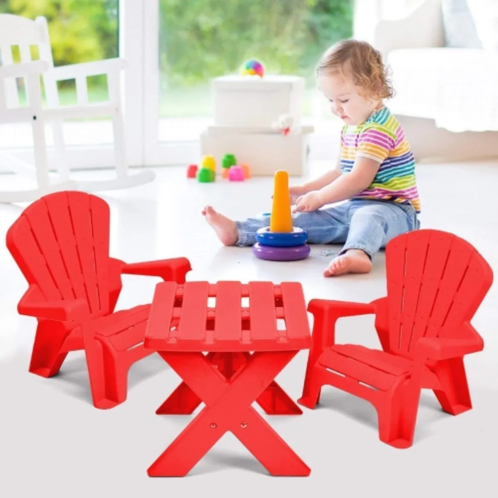Costway Plastic Children Kids Table Chair Set 3 Piece Play
