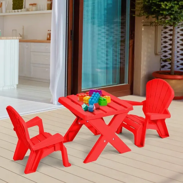 Costway Plastic Children Kids Table Chair Set 3 Piece Play