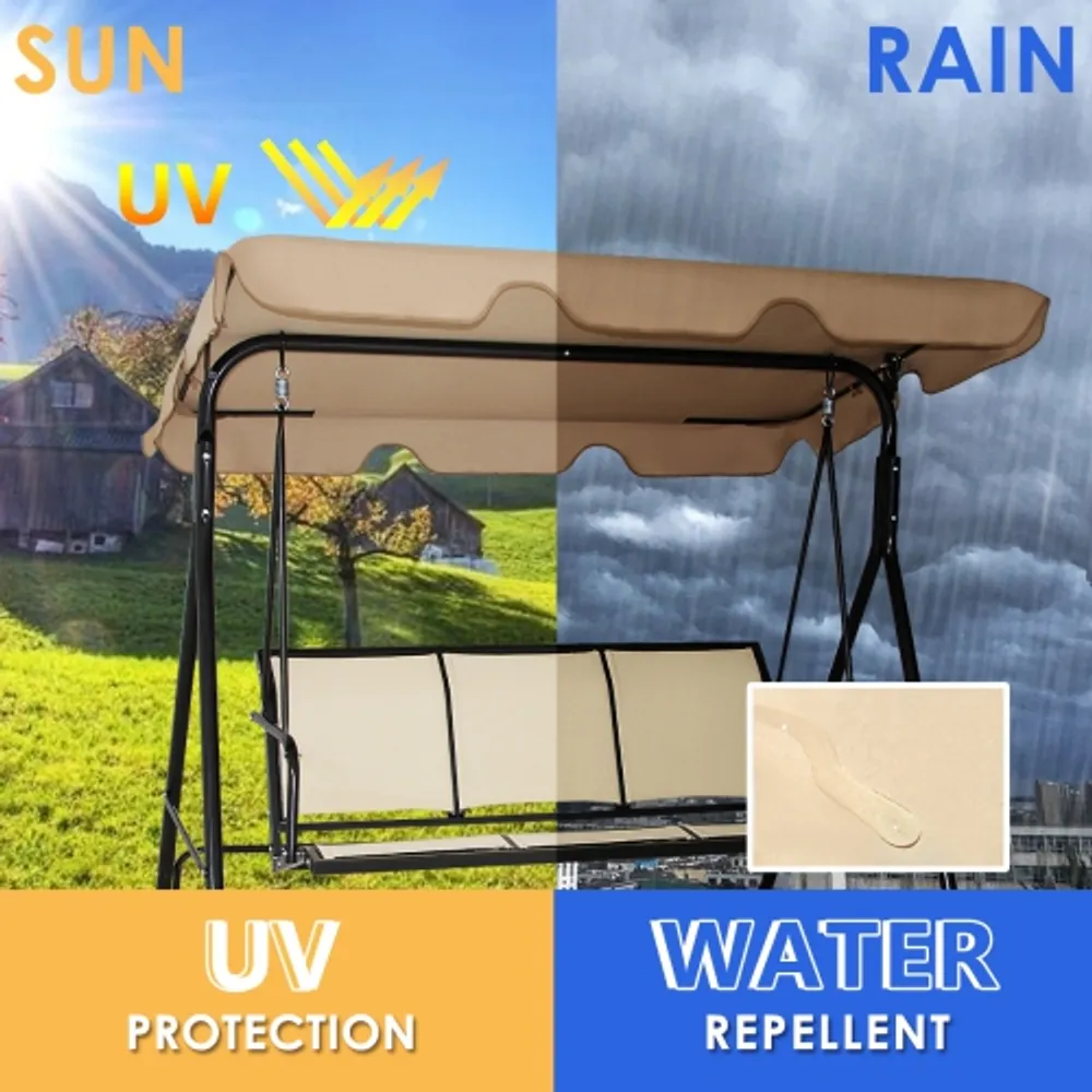 Costway Outdoor Patio Swing Canopy 3 Person Canopy Swing Chair