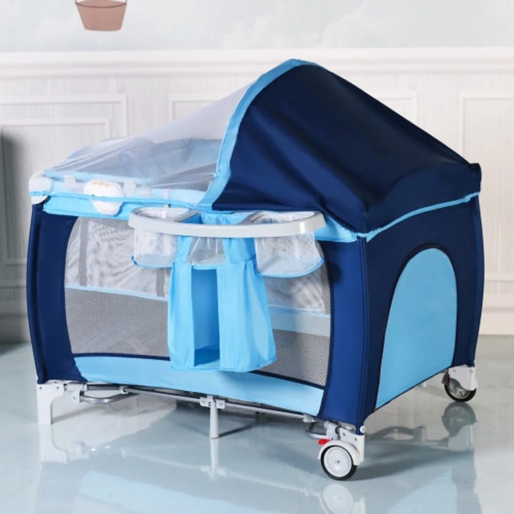 COSTWAY Baby Crib Playpen Travel Infant Bassinet Bed Mosquito Net