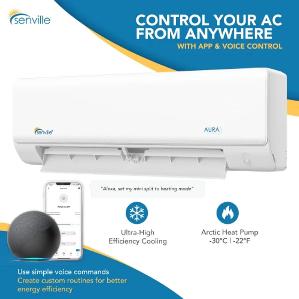 Senville 12000 BTU Mini Split Air Conditioner ColdClimate Heat Pump