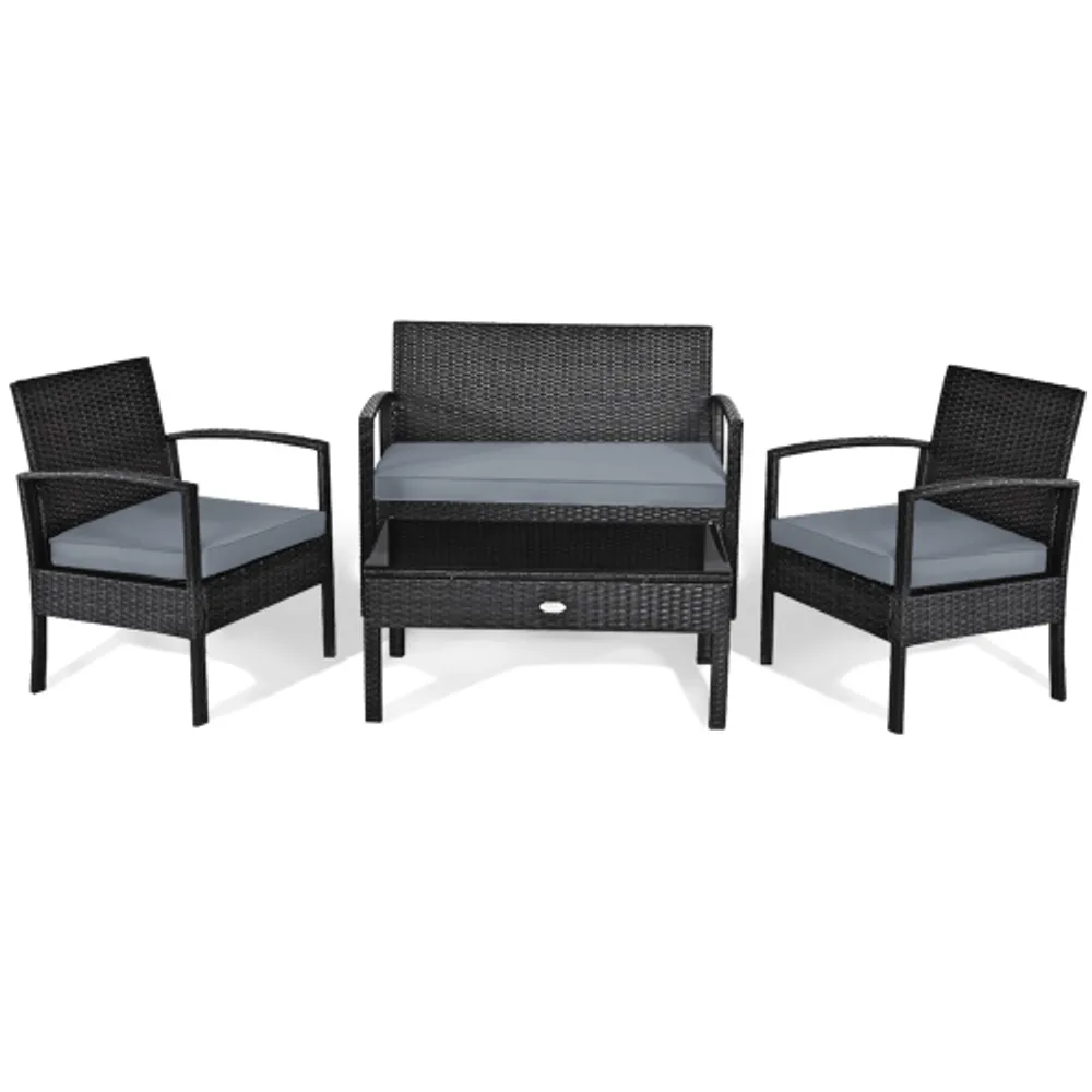 Gymax patio garden outdoor new arrivals 4pc rattan wicker furniture set