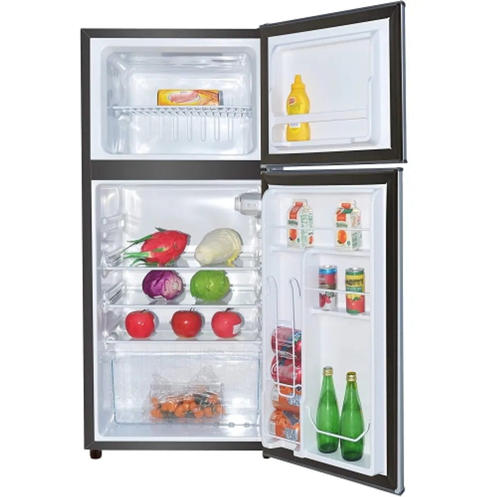 Rca 4.5 cu ft two door hot sale mini fridge with freezer rfr459 stainless steel