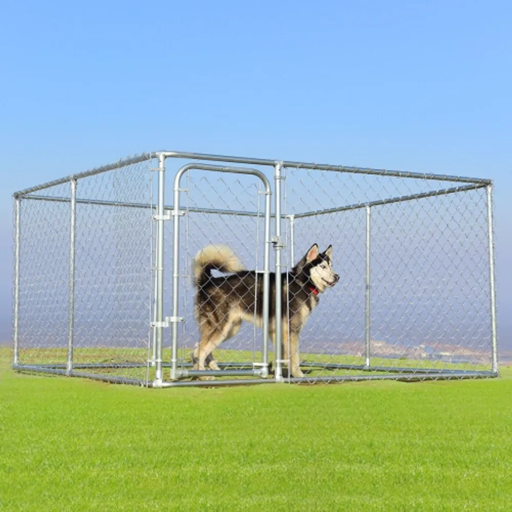 Gymax Large Pet Dog Run House Kennel Shade Cage 7.5' x7.5' Roof Cover