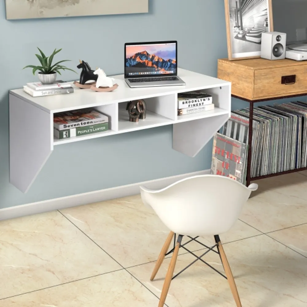 Home office computer table shop floating wall mount