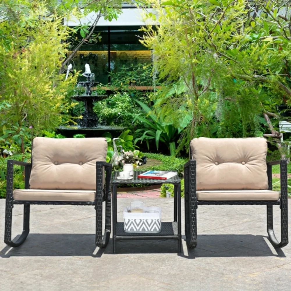 Gymax 3pc rattan furniture set outdoor patio couch sofa wicker set cheap