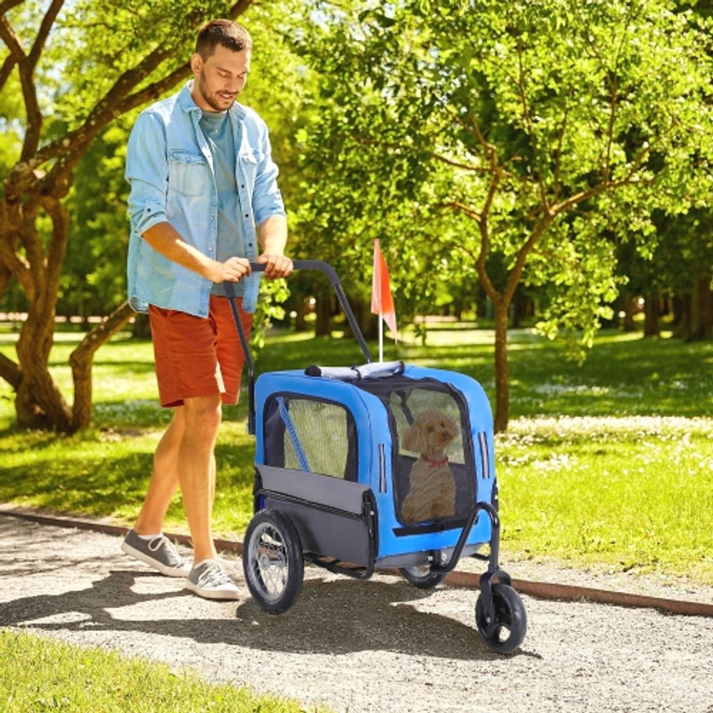PAWHUT Aosom Dog Bike Trailer 2 In 1 Pet Stroller Cart Bicycle
