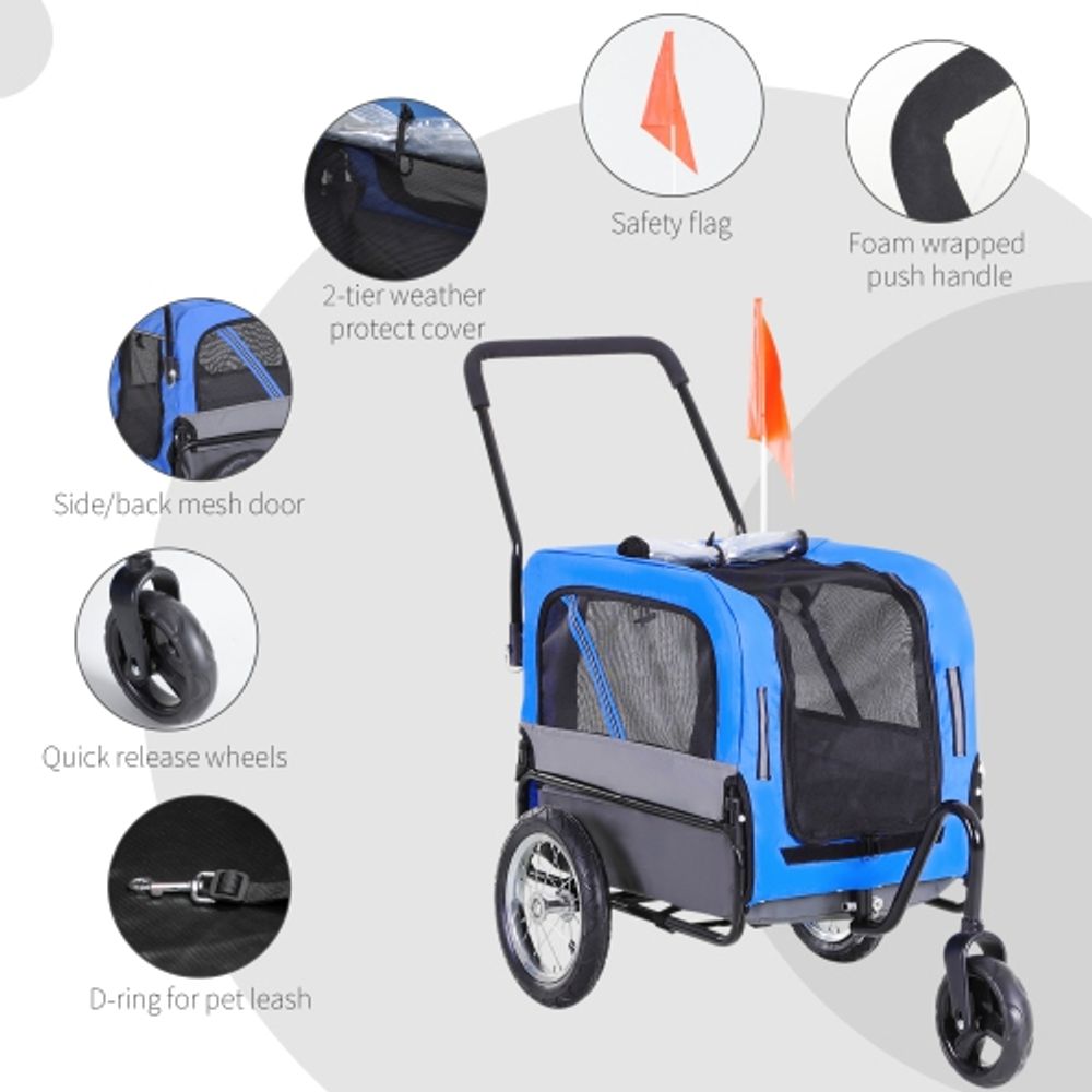 Dog bike trailer with suspension top