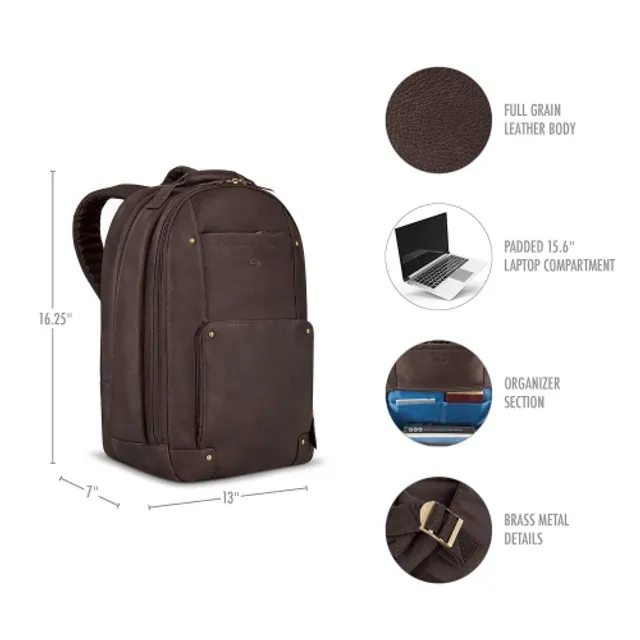 SOLOD VTA701-3 Premium Leather 15.6-Inch Laptop Backpack, 15.6