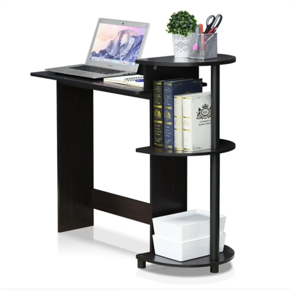 Furinno compact computer outlet desk with shelves