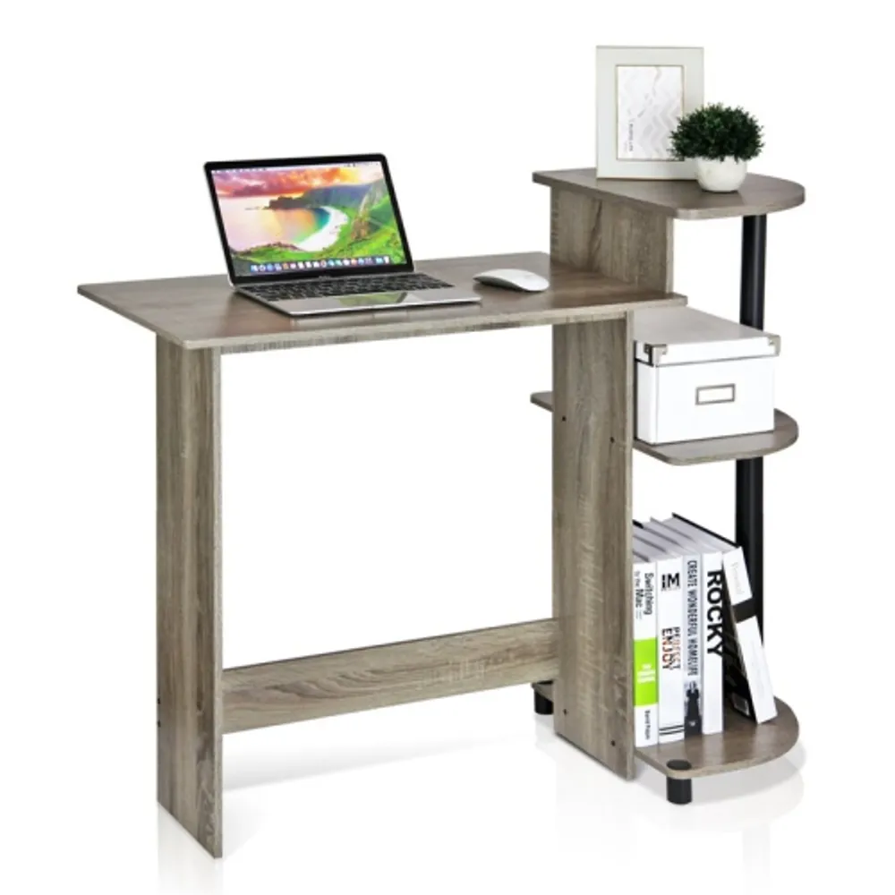 Furinno compact computer cheap desk with shelves